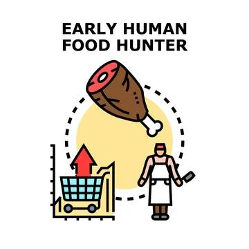 Food hunting and purchasing evolution concept イラスト素材