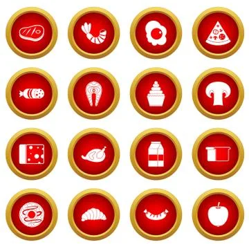 Food icon red circle set Stock Illustration