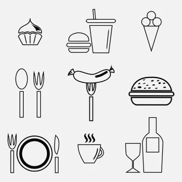 Food icon set. Stock Illustration