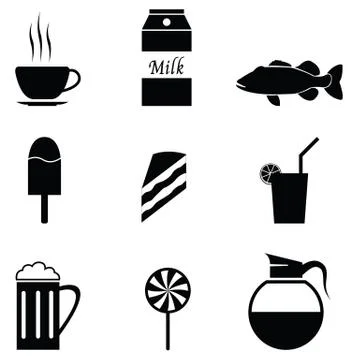 Food icon set Illustrazione stock