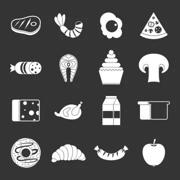 Food icons set grey vector Stock Illustration