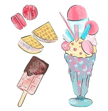Food illustration.Summer. Stock Illustration