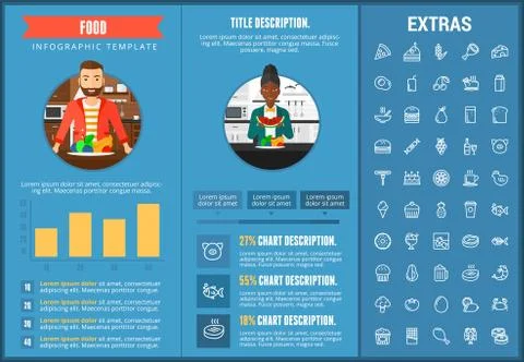 Food infographic template, elements and icons. イラスト素材
