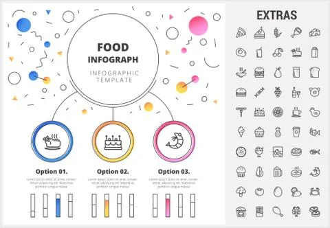 Food infographic template, elements and icons. Illustrazione stock