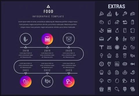 Food infographic template, elements and icons. 스톡 일러스트