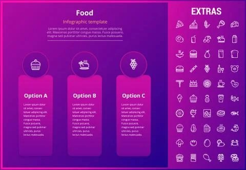Food infographic template, elements and icons. Illustrazione stock