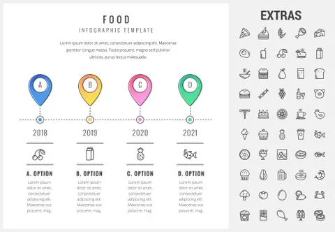 Food infographic template, elements and icons. 스톡 일러스트