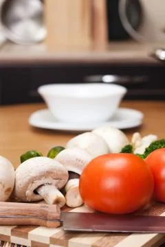 Food ingredient on the kitchen table Stock Photos