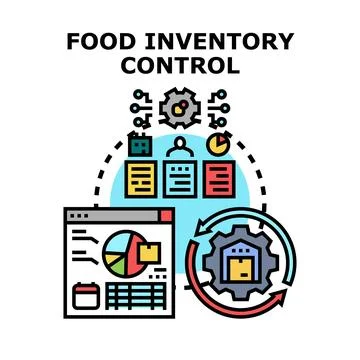 Food inventory control system managing supply chain logistics Stock Illustration