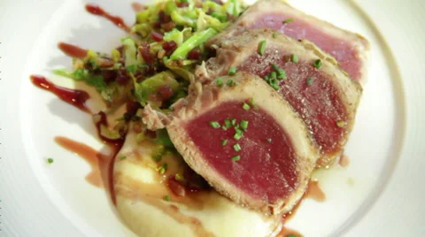 The food items on the plate Stock Footage 35440171