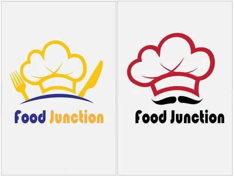 Food Junction Logo Fork Knife Spoon in Flame Circle Restaurant Branding Stock Illustration