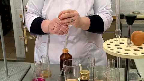 The food lab analyzes the composition and quality of products Video stock 72466843
