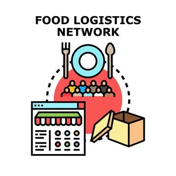 Food logistics network connecting digital ordering delivery Stock Illustration