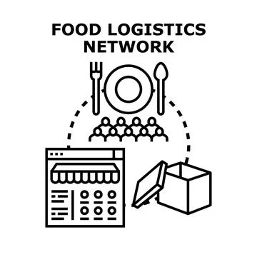 Food logistics network connecting digital ordering delivery Stock Illustration