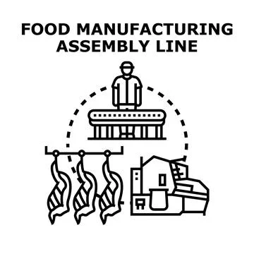 Food manufacturing assembly line process and equipment イラスト素材