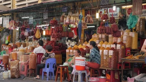 Food market in Cholon,Saigon,Vietnam Stock Footage
