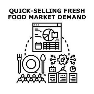 Food market demand analysis for quick selling fresh products Stock Illustration
