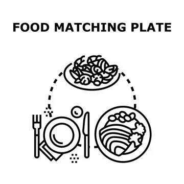 Food matching plate vector concept illustration Stock Illustration
