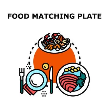 Food matching plate vector concept illustration Stock Illustration