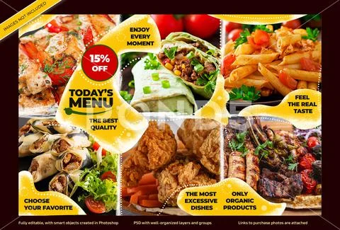 Food Menu Insta Posts in PSD Mockup PSD Template