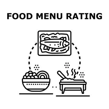 Food menu rating system evaluating different dishes Illustrazione stock