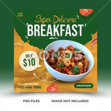 Food menu social media post PSD Template