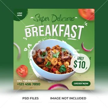 Food menu social media post PSD Template