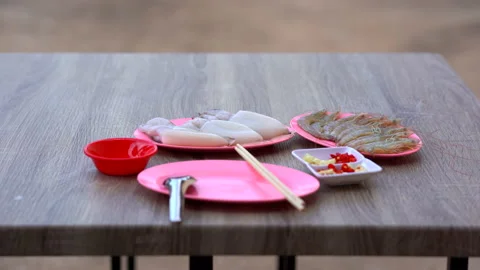 Food menu on table for party Stock Footage 152866438