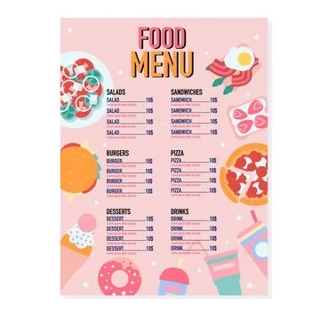 Food menu template Ilustración de archivo
