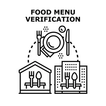 Food menu verification checking restaurant and home kitchen Stock Illustration