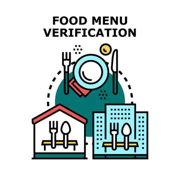 Food menu verification checking restaurant and home kitchen Stock Illustration