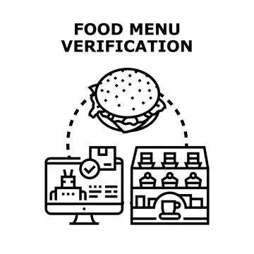 Food menu verification process online automation Stock Illustration