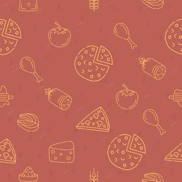 Food monochrome seamless pattern Stock Illustration