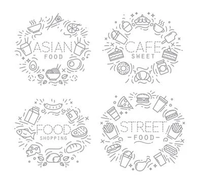 Food monograms Stock Illustration