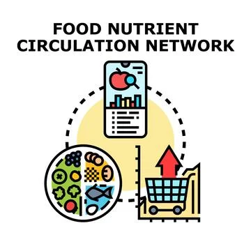 Food nutrient circulation network concept managing diet Stock Illustration