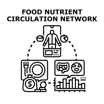 Food nutrient circulation network system for health Stock Illustration