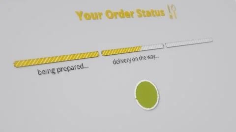 Food order process or status on the screen of the device.  Video stock 271306572