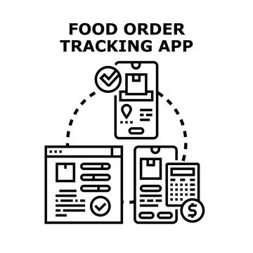Food order tracking app digital technology concept Stock Illustration