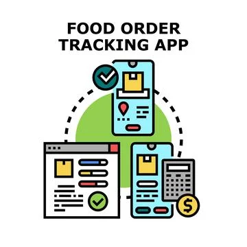 Food order tracking app digital technology concept Illustration
