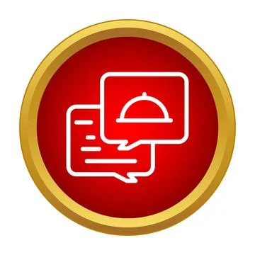 Food ordering chat bubbles icon receiving meal notification Stock Illustration
