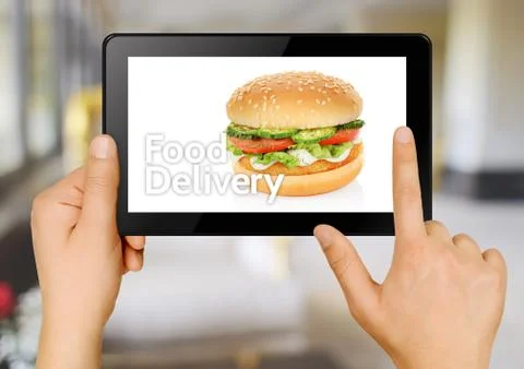 Food ordering with tablet Stock Photos