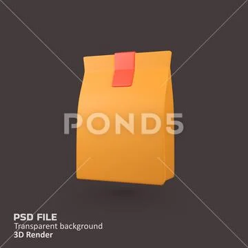 Food Package Snacks isolated 3d render icon illustration PSD Template