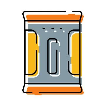 Food packaging can flat line art illustration Stock Illustration