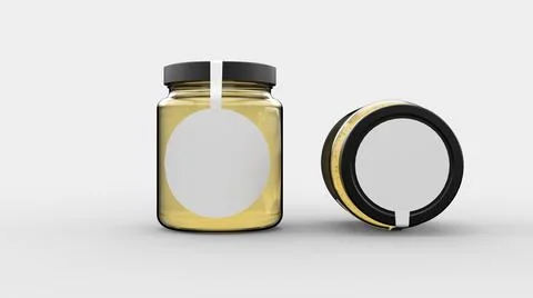 Food packaging concept design with 2 side of jar for food jam or honey vertic Stock Illustration
