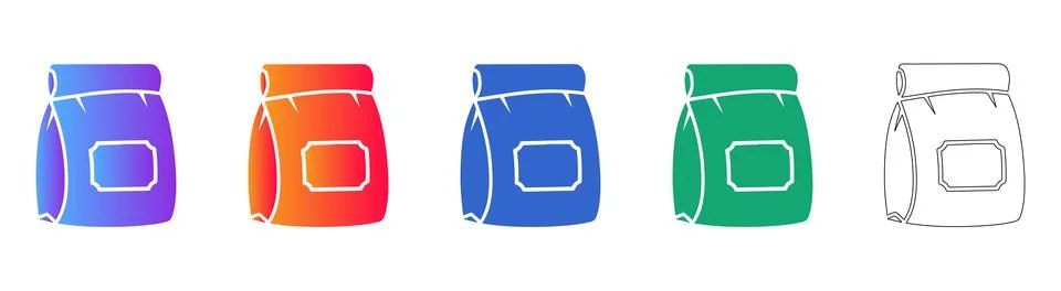 Food Packaging Pouch Vector Icon Set Ilustración de archivo