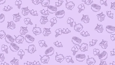 Food Pattern Animation - Seamless Loop of Delicious Dishes and Treats. Stock Footage 318533001