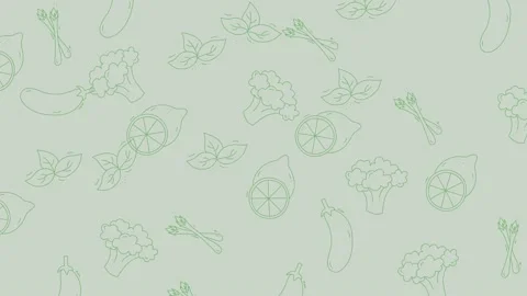 Food Pattern Background - Seamless Design with Fruits and Vegetables. Stock Footage 321845340