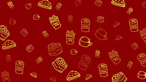 Food pattern christmas festive red fast food doodles create a fun quirky holiday Stock Footage 322934601