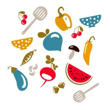 Food pattern flat illustration on white Stock Illustration