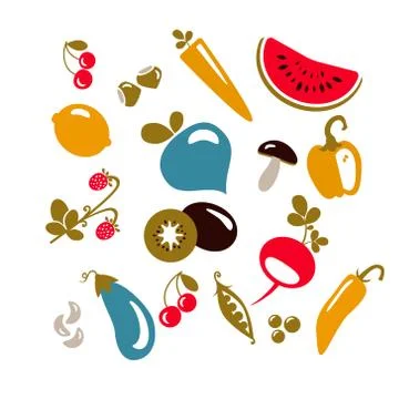 Food pattern flat illustration on white Stock Illustration